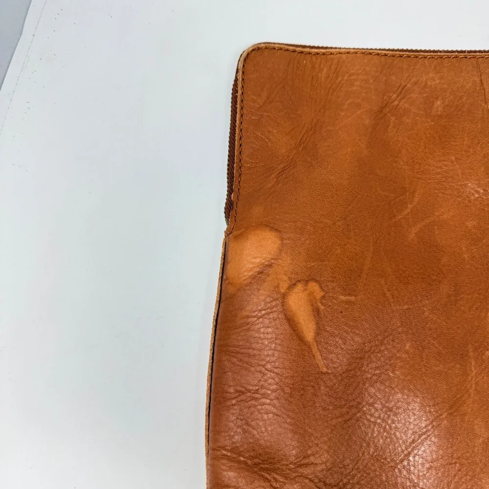 Madewell Leather Laptop Sleeve Brown Large Minimalist Tech Case L-Zip Pouch
